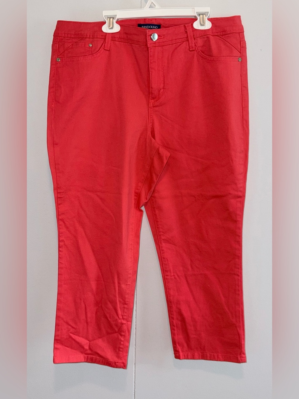 Bandolino Selene Capri Pants Coral Pink Stretch Cotton Blend Women’s Size 12
